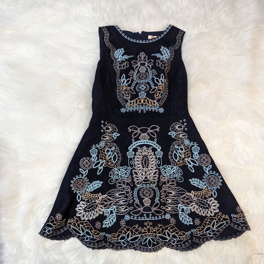 Aryeh Blue Embroidery Sz S Dress